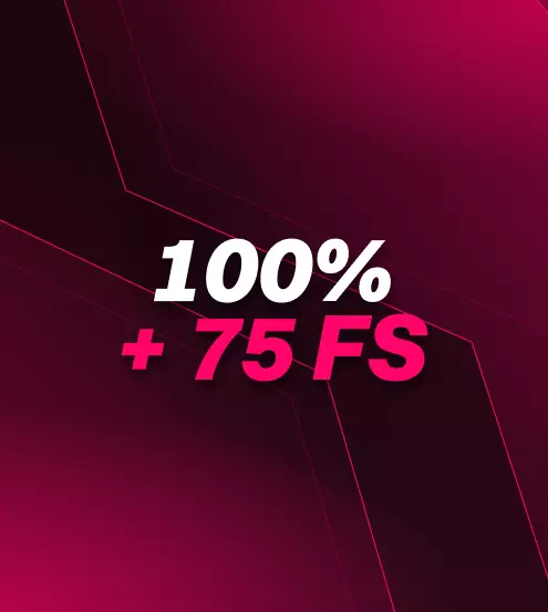 На 1-й депозит - 100% + 75 FS